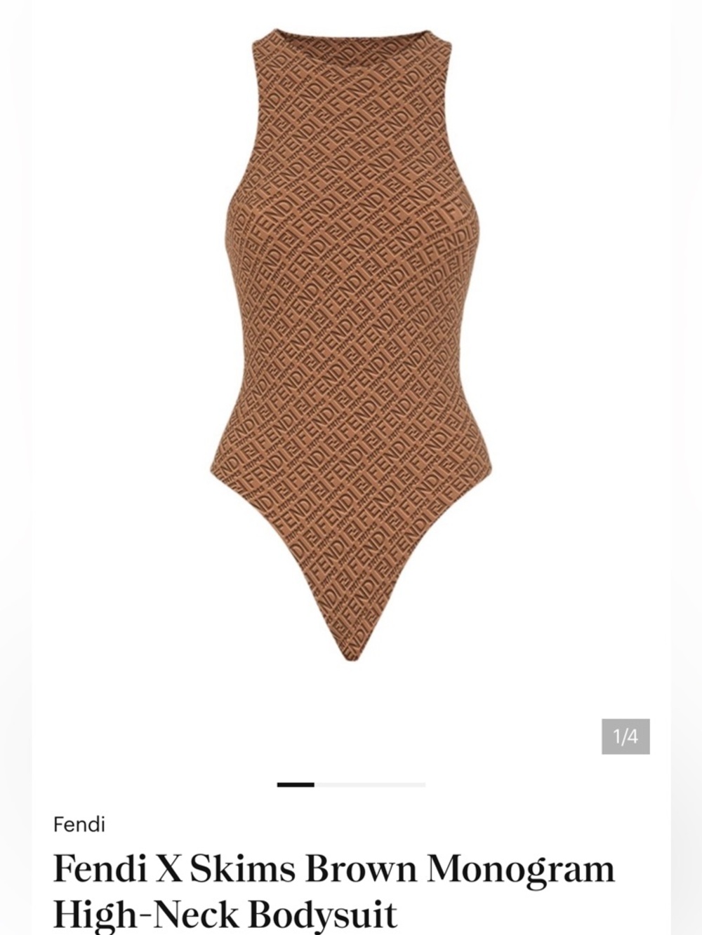 SKIMS Brown High-Neck Monogram Sleeveless Bodysuit